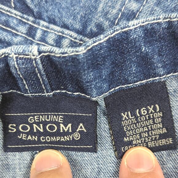 Vtg Y2K Sonoma Denim Embroidered Shortalls Sz 6x - Picture 5 of 5